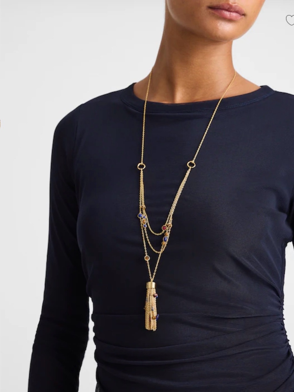 NWT MADEWELL Semiprecious Tassel Pendant Layered Necklace